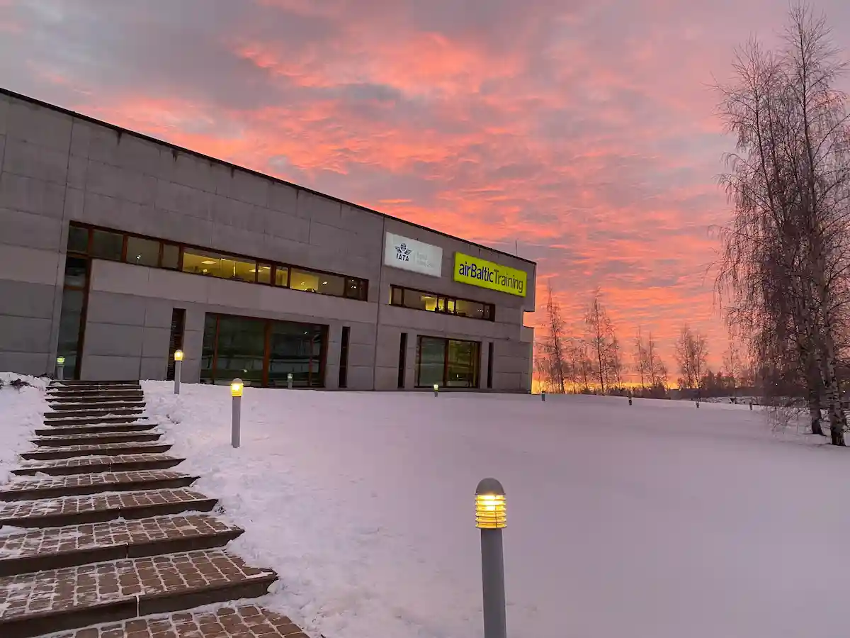 airBaltic pilot training facility in winter snow