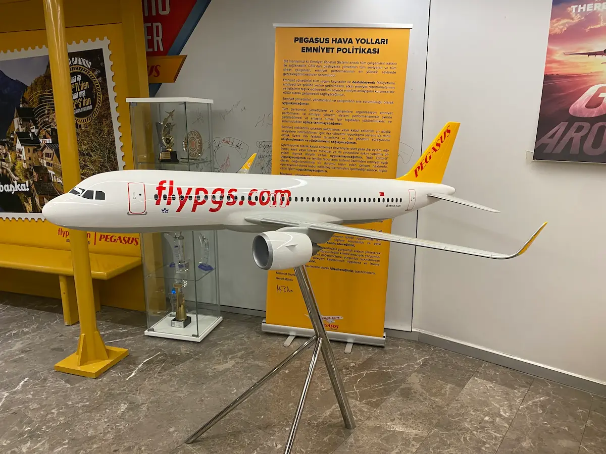 Pegasus Airlines model Airbus A320 aircraft in Istanbul HQ