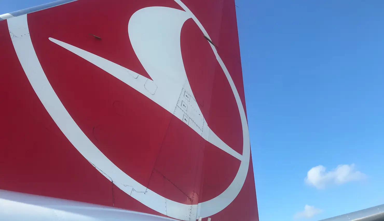 Close-up image of Turkish Airlines aircraft tail